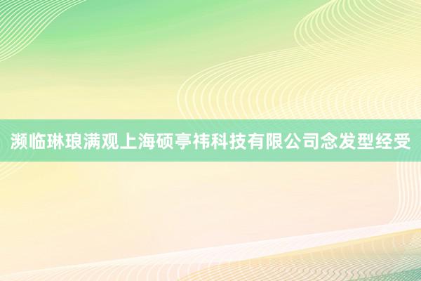 濒临琳琅满观上海硕亭祎科技有限公司念发型经受